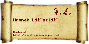 Hranek László névjegykártya